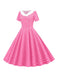 1950er Polka Dot Patchwork Revers Kleid
