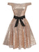 Sekt 1950er Paillettenbesetzt Schulterfreie Kleid