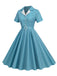 1950er Fensterscheibe Kariertes Revers Swing Kleid