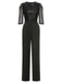 Schwarz 1930er Paillettenbesetzt  Patchwork Solide Jumpsuit