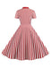 1950er Bogen Kragen Streifen Punkten Swing Kleid