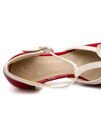 Rot Retro Bogen Dekor Hoher Absatz Schuhe