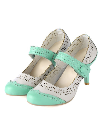 Grün VINTAGE BLUMEN PATCHWORK HOHE ABSATZ SANDALEN