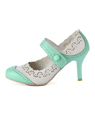 Grün VINTAGE BLUMEN PATCHWORK HOHE ABSATZ SANDALEN