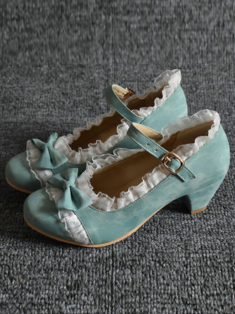 VINTAGE SPITZE BOW HOHE ABSATZ SCHUHE