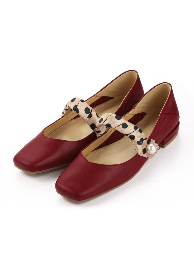 RETRO POLKA DOT LEDERSCHUHE MIT RIEMEN