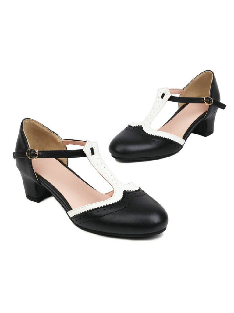 RETRO SOLID T-BUCKLE MARY JANE SCHUHE