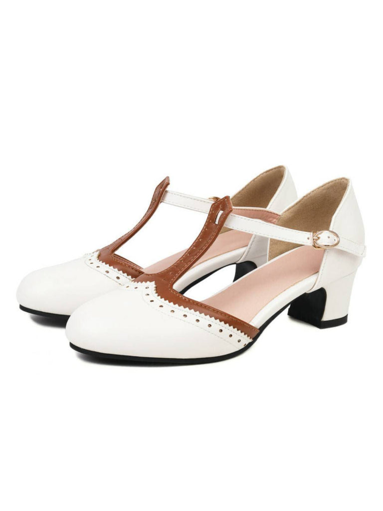 RETRO SOLID T-BUCKLE MARY JANE SCHUHE