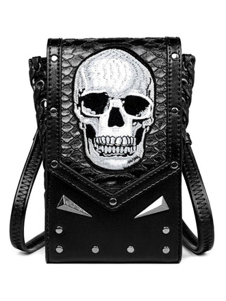 Schwarz Gothic Halloween Bestickt Schädel Tasche
