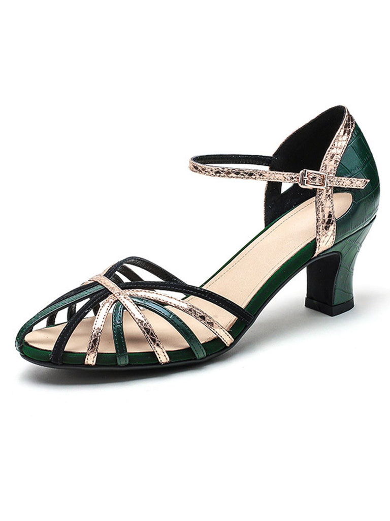 Retro Hohle Runde Hochhackige Sandalen