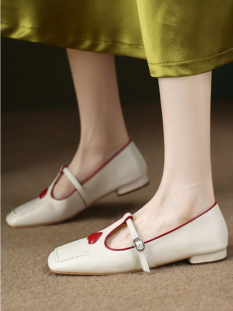 Retro Square Shallow Mouth Schuhe Mit Dickem Absatz