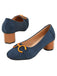 Blau & Orange Runde Zehe Chunky Heels Schuhe