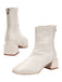 Weiße Lederstiefel mit quadratischer Spitze und Absatz