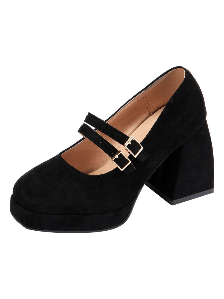 Schwarze Vintage Samt Spitz Zulaufende Mid Heels Schuhe