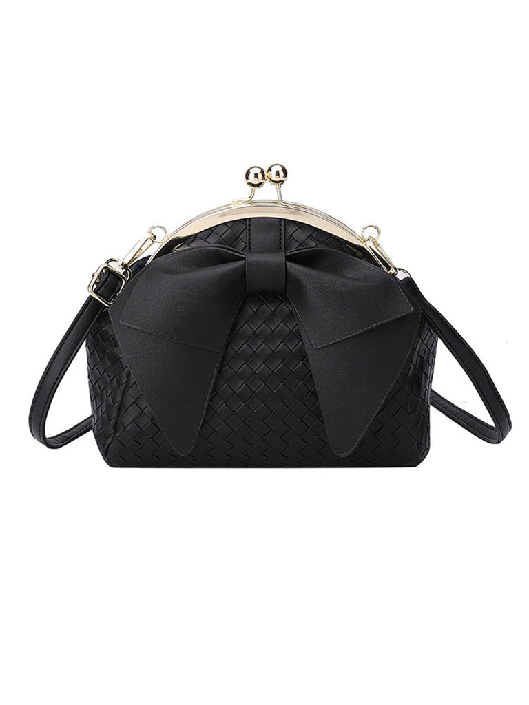 Geflochtene Schleife Strukturierte Clutch Umhängetasche