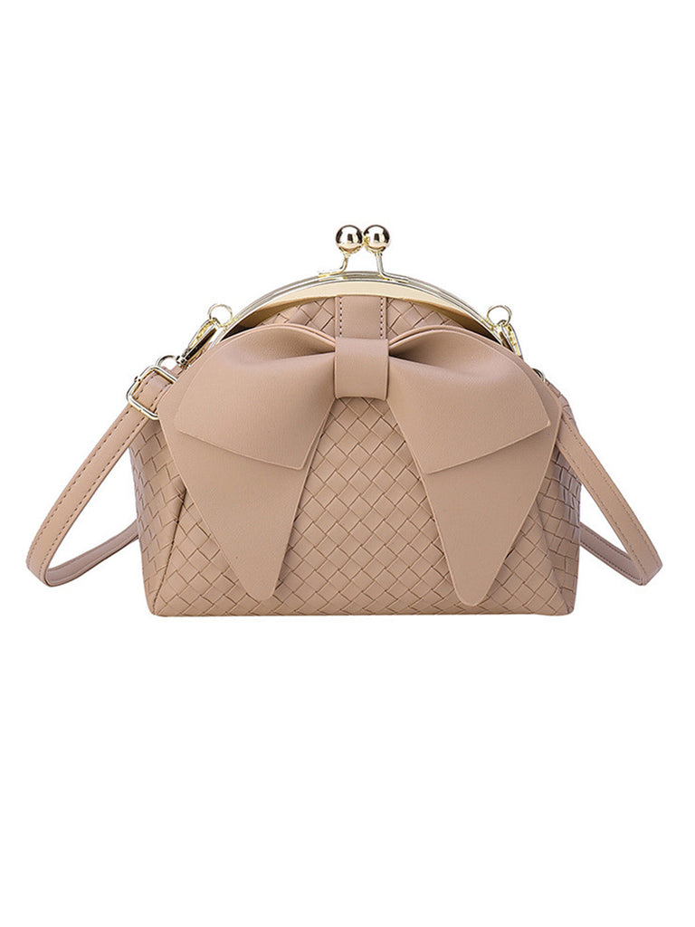 Geflochtene Schleife Strukturierte Clutch Umhängetasche