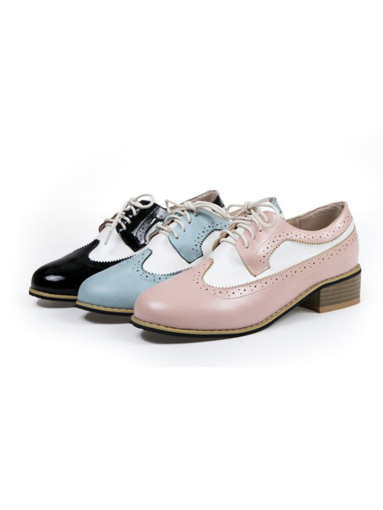 Brogue-Schuhe aus PU-Leder mit runder Spitze