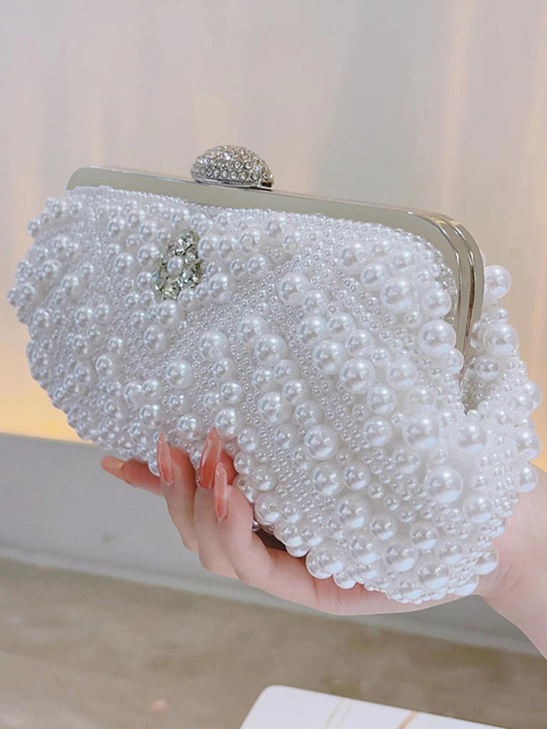 Vintage Handgemachte Perle Strass Spange Tasche