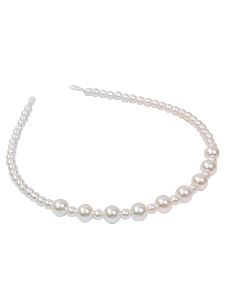 Stirnband mit weißen Retro Perlen
