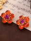 Retro Orange Floral Ohrringe