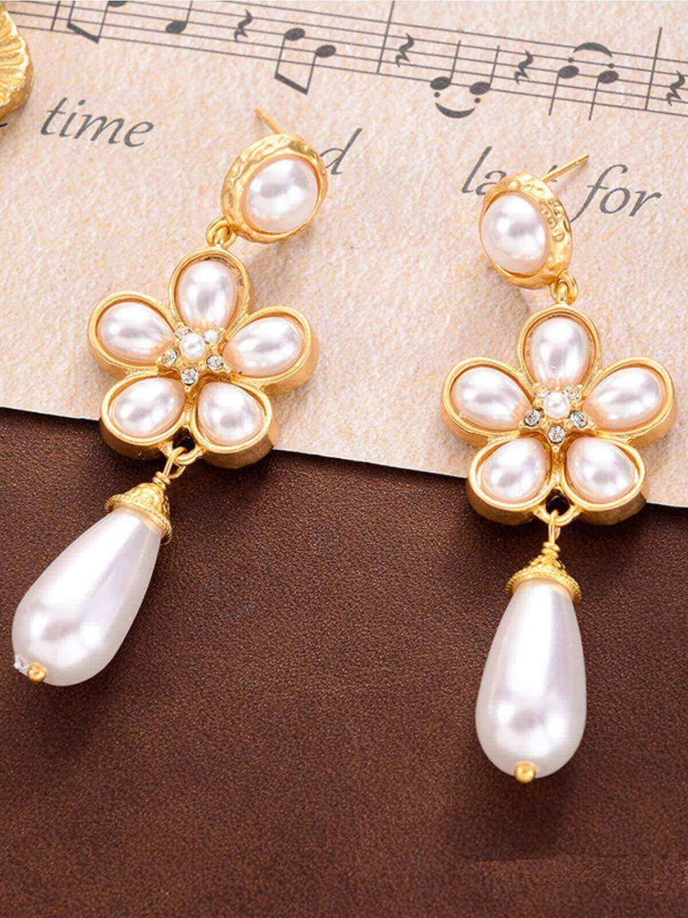 Weiße Blumen Perle Ohrringe Mit Baumeln