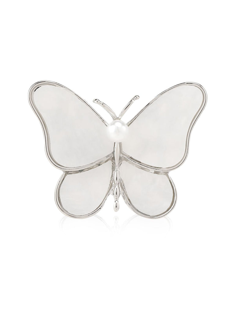 Retro Weißer Schmetterling Perle Kern Brosche