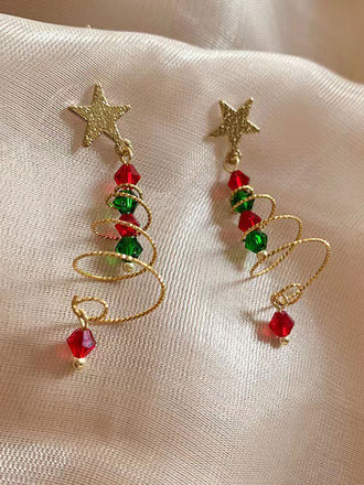 Bunte Weihnachten Stern Kristall Ohrringe