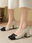 Quadratische Zehe Bowknot Spleißen High Heel Schuhe