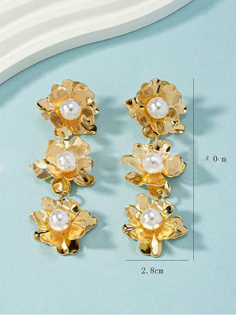 Gold Vintage Blumen Perlen Ohrringe