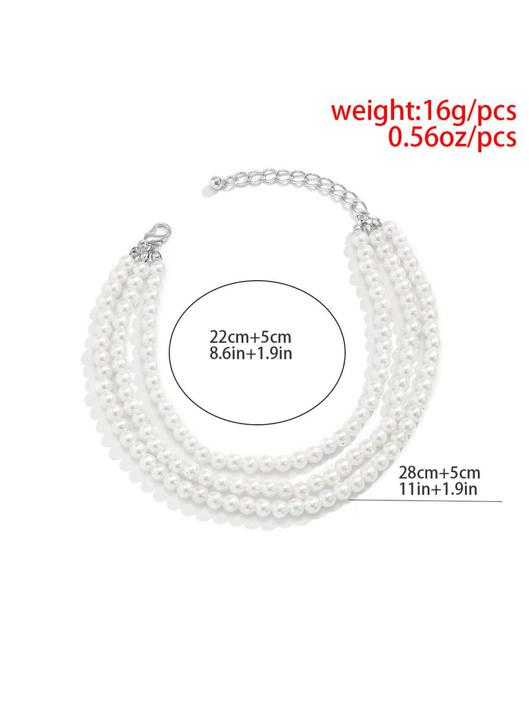 Weiß Perlenbesetzte Quastenfußkette