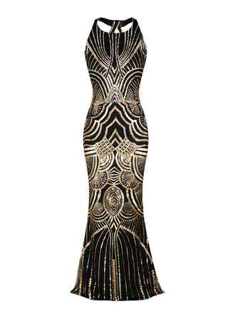 1920ER JAHRE PAILLETTEN RÜCKENFREI ABENDKLEID