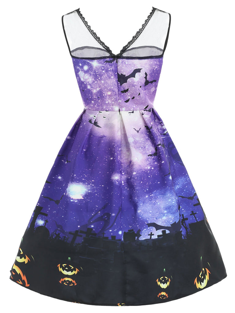 1950ER LILA FLEDERMAUS ÄRMELLOSES KLEID