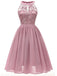 1950ER BLUMEN ÄRMELLOS SPITZE FLARE-MIDIKLEID