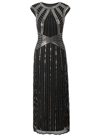 SCHWARZ 1920ER PARTY PAILLETTEN VINTAGE KLEID