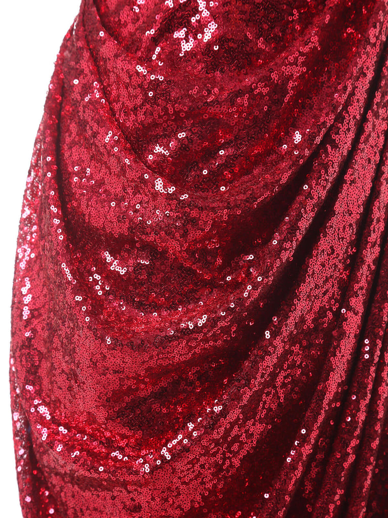 ROT VINTAGE  TRÄGERLOSE BRAUTJUNGFER LANGES KLEID