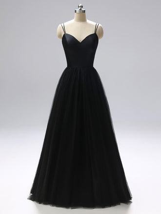 SPAGHETTI-TRÄGER BRAUTJUNGFER MAXI KLEID