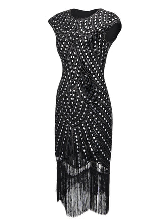 SCHWARZ 1920ER FRANSEN GATSBY FLAPPER KLEID