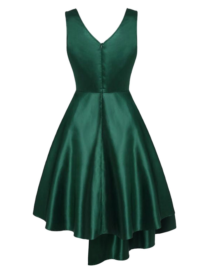 Dunkelgrünes 1950er Hi-Lo Swing Kleid