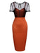 ORANGE VINTAGE KURZARM DOT PENCIL KLEID