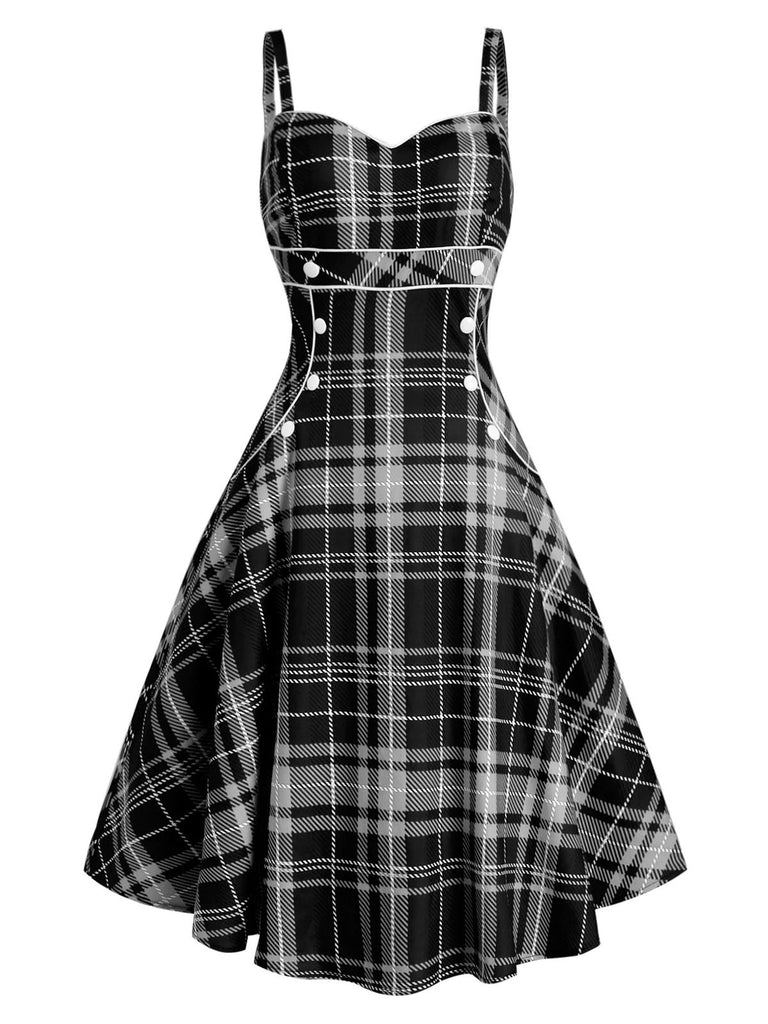 1950ER PLAID SPAGHETTI SWING VINTAGE KLEID