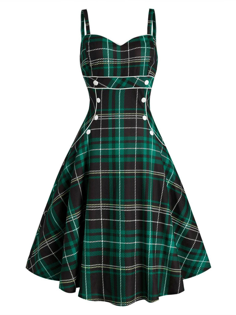 1950ER PLAID SPAGHETTI SWING VINTAGE KLEID