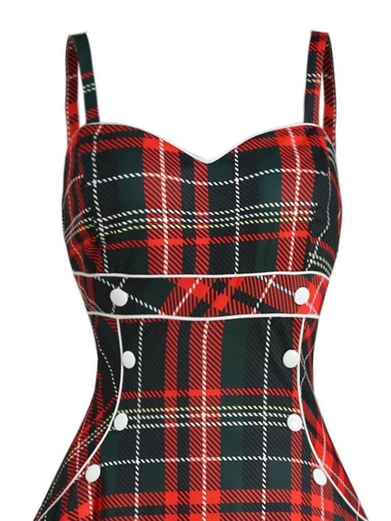 1950ER PLAID SPAGHETTI SWING VINTAGE KLEID