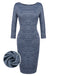 1960ER GRAU PENCIL KLEID MIT GÜRTEL