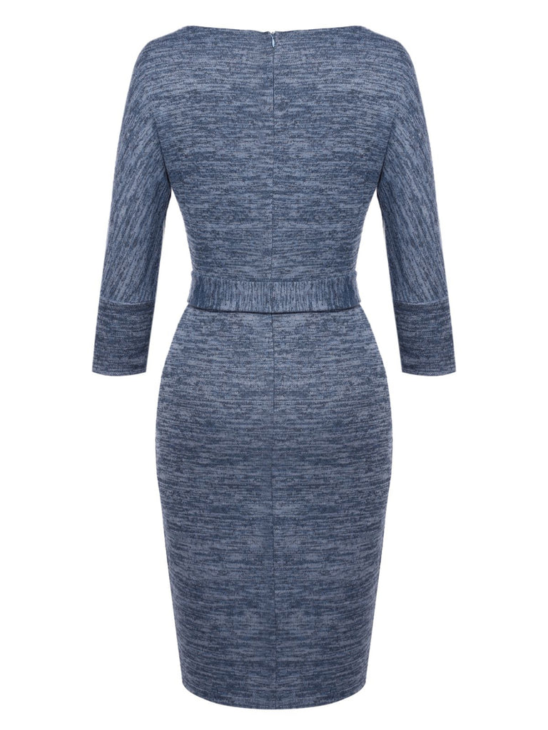 1960ER GRAU PENCIL KLEID MIT GÜRTEL