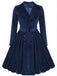 MARINEBLAUER LANGER SWING SAMTKLEID