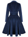 MARINEBLAUER LANGER SWING SAMTKLEID