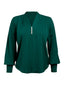 Dunkelgrün EINFACHE V-AUSSCHNITT PUFFÄRMELN BLUSE