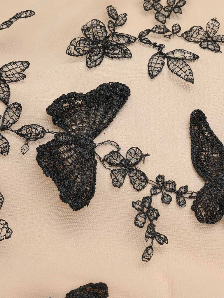 [Vorverkauf] [Plus Size] Schwarzes 1950er Schmetterling Patchwork Vintage Kleid