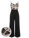 SCHWARZEM RIEMEN SCHMETTERLING PATCHWORK JUMPSUIT