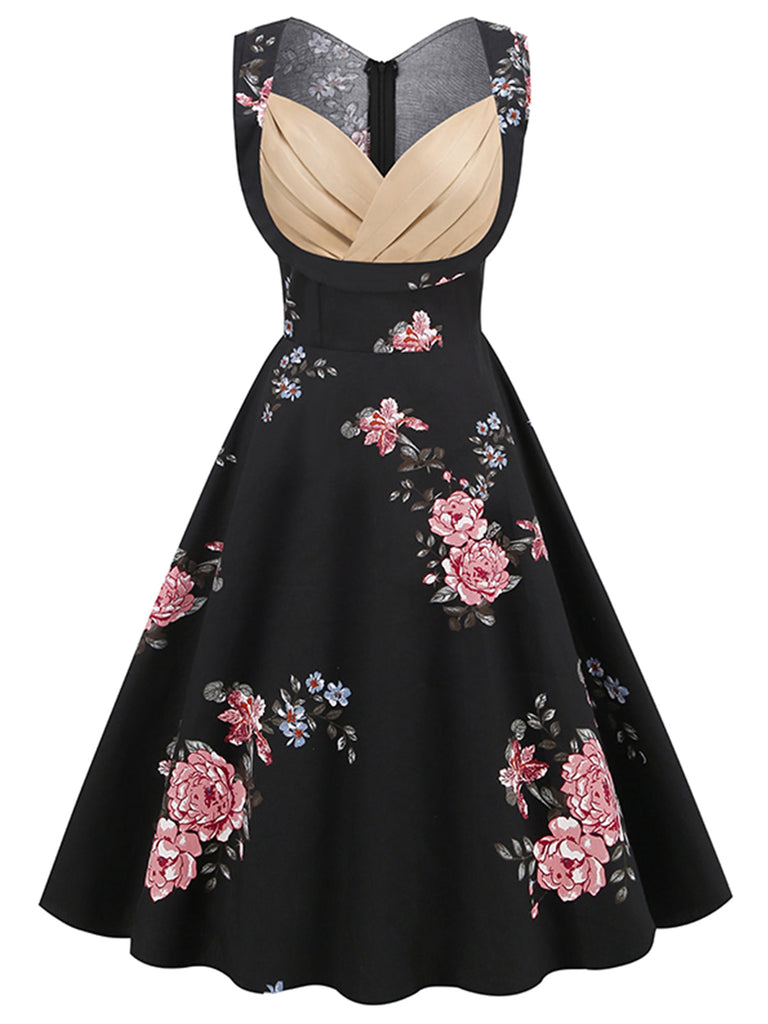 1950ER BLUMEN PATCHWORK SWING KLEID